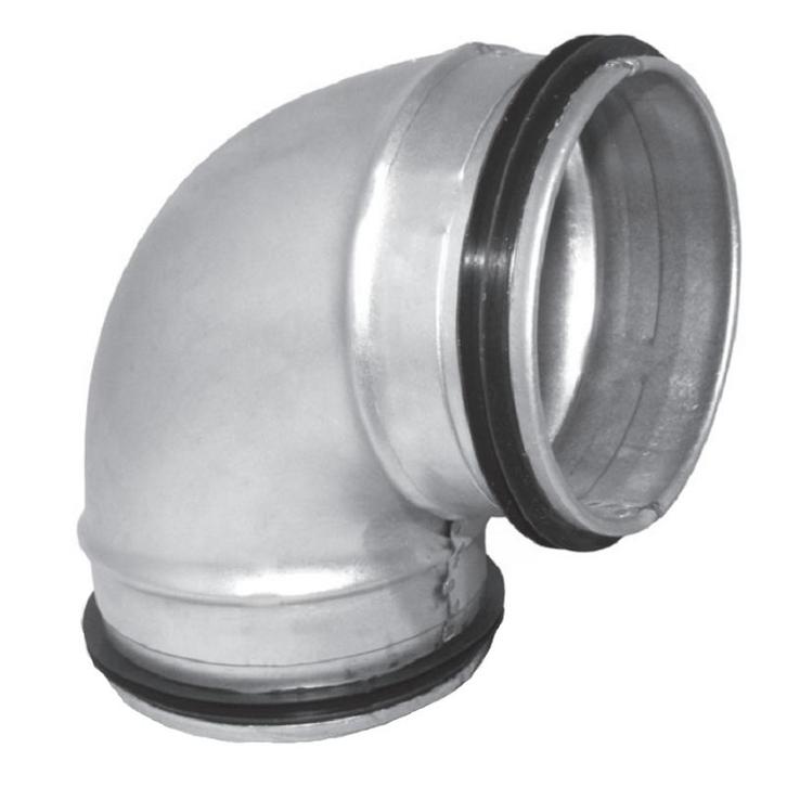 Korte bocht 90º met rubberdichting - geperst - Ø 160mm, Doe-het-zelf en Bouw, Ventilatie en Afzuiging, Nieuw, Verzenden