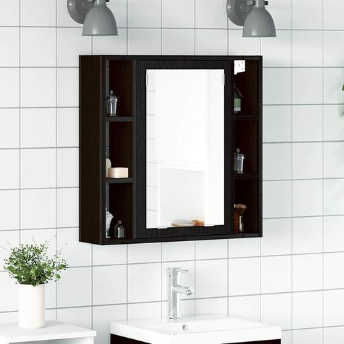 vidaXL Badkamerspiegelkast 60x16x60 cm spaanplaat zwart, Huis en Inrichting, Tafels | Kaptafels, Nieuw, Verzenden