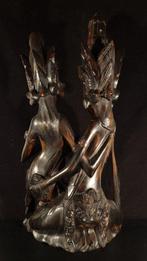 Houtsnijwerk Rama & Sita huwelijks beeld met inscriptie Bali, Antiek en Kunst