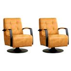 Set van 2 Leren draaifauteuils Mind - Kenia Cognac (cognac), Huis en Inrichting, Fauteuils, Nieuw, Ophalen of Verzenden, 50 tot 75 cm