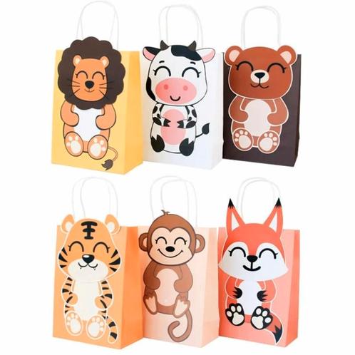Fako Bijoux® - 6 Uitdeelzakjes Met Handvat Zoo - 16x8x22cm -, Divers, Emballage cadeau, Envoi