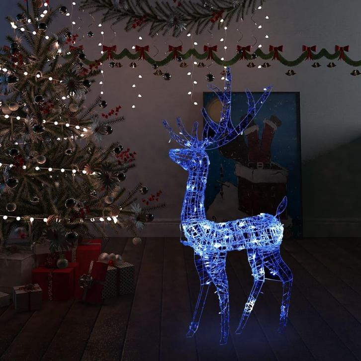 vidaXL Kerstversiering rendier 140 LEDs 120 cm acryl blauw, Diversen, Kerst, Nieuw, Verzenden