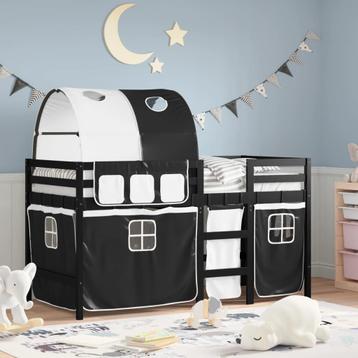 vidaXL Kinderhoogslaper met tunnel 90x200 cm grenenhout wit, Huis en Inrichting, Verzenden, Nieuw