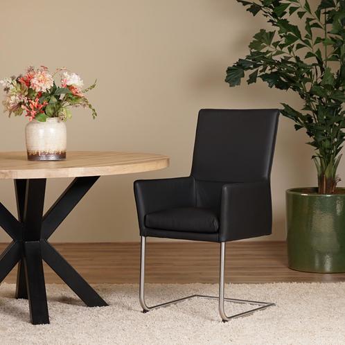 Set van 6 leren eetkamerstoelen - met armleuning en, Huis en Inrichting, Stoelen, Overige kleuren, Vijf, Zes of meer stoelen, Nieuw