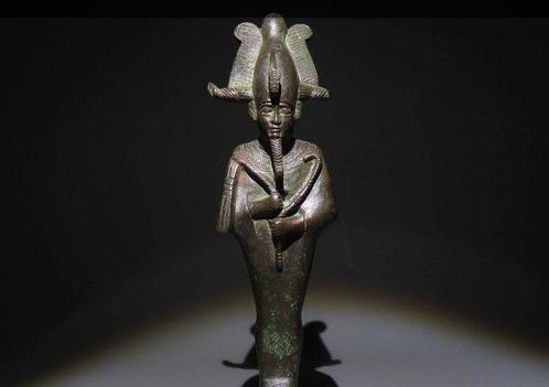 Oud-Egyptisch Brons Osiris figuur. Late Periode, 664 – 332, Verzamelen, Mineralen en Fossielen