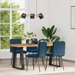 vidaXL Eetkamerstoelen 4 st fluweel blauw, Huis en Inrichting, Stoelen, Verzenden, Nieuw