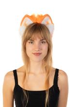 Haarband Furry Oortjes Oranje Wit Kat Poes Vos Diadeem Dons, Ophalen of Verzenden, Nieuw