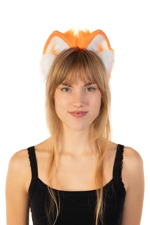 Haarband Furry Oortjes Oranje Wit Kat Poes Vos Diadeem Dons, Kleding | Dames, Carnavalskleding en Feestkleding, Nieuw, Ophalen of Verzenden