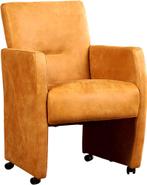 Cognac leren moderne eetkamerfauteuil - Kenia Leer Cognac, Ophalen of Verzenden