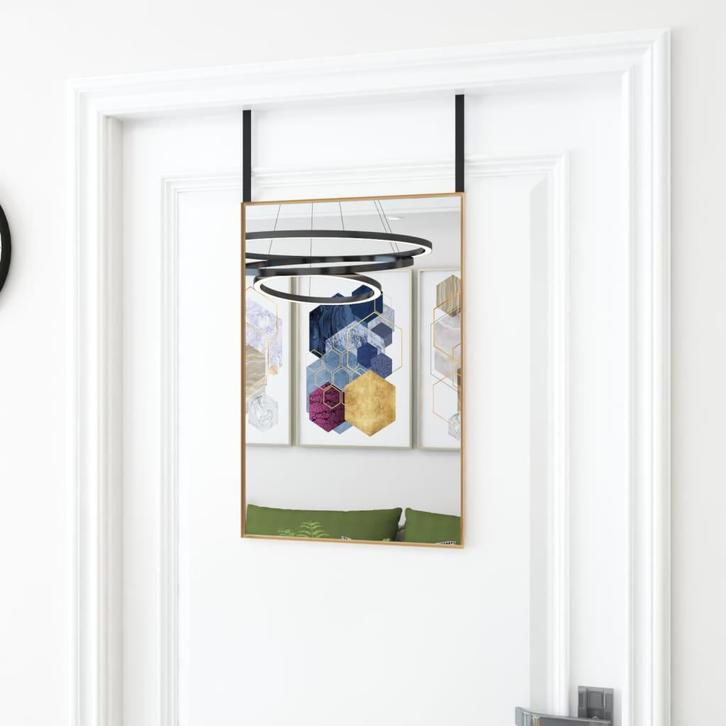 vidaXL Deurspiegel 40x60 cm glas en aluminium goudkleurig, Huis en Inrichting, Woonaccessoires | Spiegels, Nieuw, Verzenden