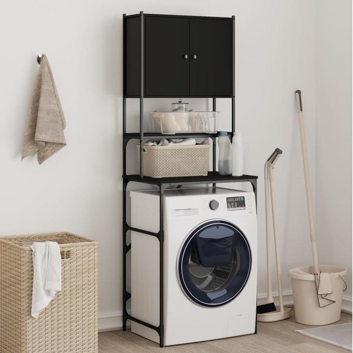 vidaXL Wasmachinekast 68x48,5x194 cm zwart, Electroménager, Lave-linge, Envoi