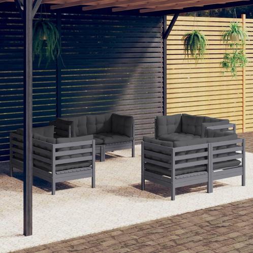 vidaXL 8-delige Loungeset met antracietkleurige kussens, Tuin en Terras, Tuinsets en Loungesets, Loungeset, Nieuw, Verzenden