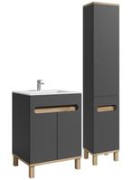 Badplaats Badkamermeubelset Set Otero 60cm - Grijs met Eiken, Verzenden, Nieuw