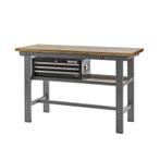 Werkbank grijs 150 cm met hardhouten blad en, Doe-het-zelf en Bouw, Werkbanken, Ophalen of Verzenden, Nieuw