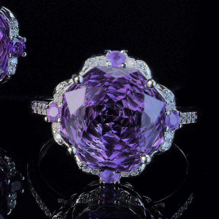 Zonder minimumprijs - Ring Zilver Amethist - Zirkoon -, Bijoux, Sacs & Beauté, Bagues