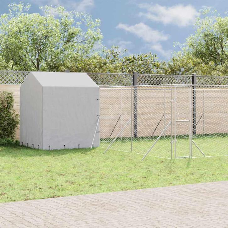 vidaXL Hondenkennel met dak 10x6x2,5 m gegalvaniseerd staal, Dieren en Toebehoren, Hondenbenches, Nieuw, Verzenden