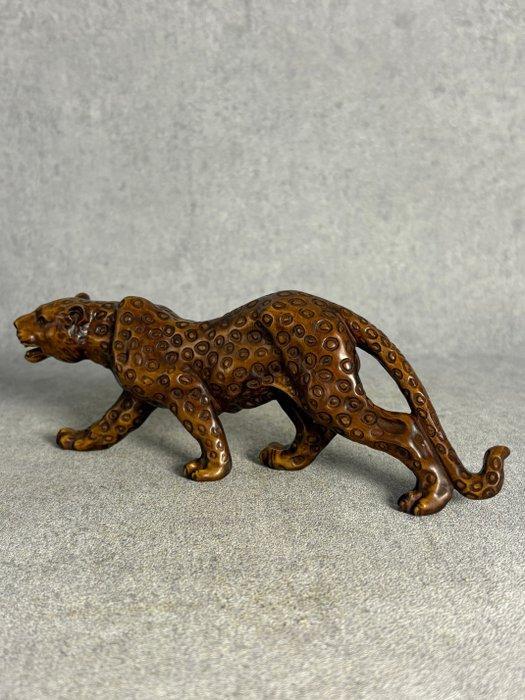 Beeldje - Jaguar - Buxus Hout, Antiek en Kunst, Curiosa en Brocante