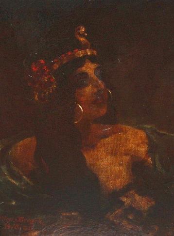 Maksymilian Brozek (1897-1977) - Retrato orientalista, Antiek en Kunst, Kunst | Schilderijen | Klassiek
