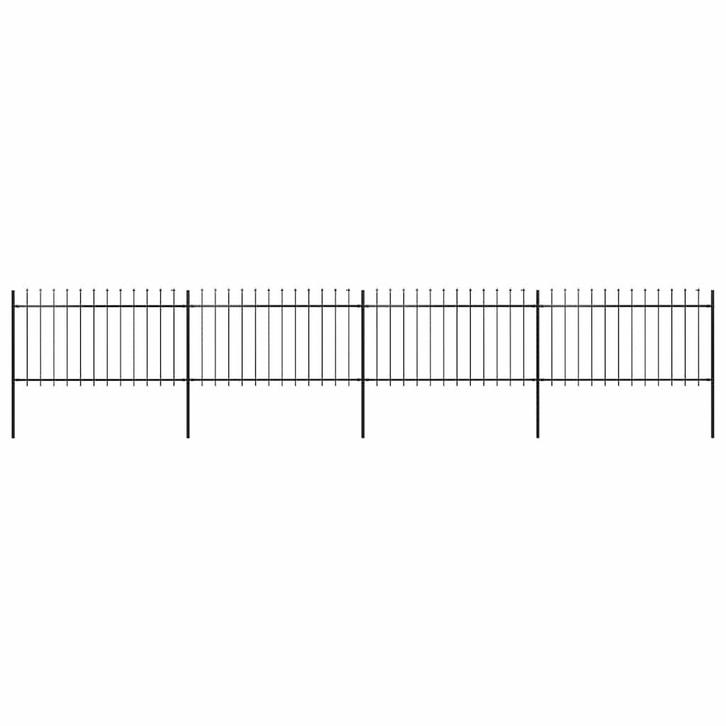 vidaXL Tuinhek met speerpunt staal 714,5x100 cm zwart, Tuin en Terras, Tuinhekken en Hekwerk, Nieuw, Verzenden