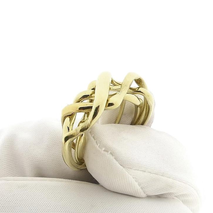 Gouden puzzel ring, Handtassen en Accessoires, Ringen, Dame, Overige kleuren, 19 tot 20, Gebruikt, Goud, Ophalen of Verzenden