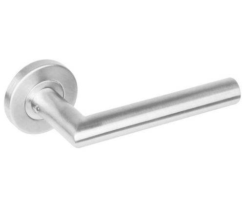 Intersteel deurkruk rechte hoek 90° op rond rozet RVS, Doe-het-zelf en Bouw, Hang- en Sluitwerk, Ophalen of Verzenden