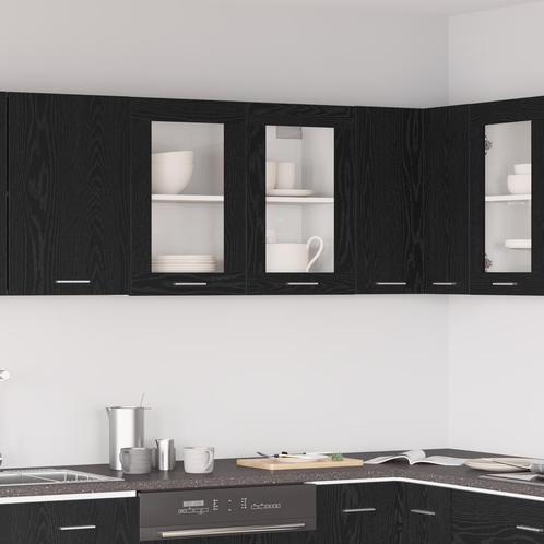 vidaXL Zwarte Eiken Hangkast 80x31x60 cm van Bewerkt Hout, Huis en Inrichting, Kasten | Overige, Nieuw, Verzenden