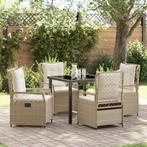 vidaXL 5-delige Tuin Eettafel Set - Beige Poly Rattan, Tuin en Terras, Verzenden, Nieuw