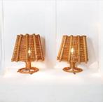 Lamp - Rattan, Bamboe - Paar lampen van rotan met cannage en