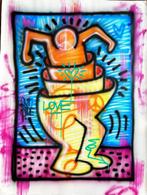 Outside - Keith Haring tribute - Peace and Love, Antiquités & Art