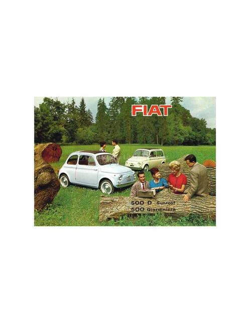 1965 FIAT 500 D SUNROOF & GIARDINIERA BROCHURE NEDERLANDS, Boeken, Auto's | Folders en Tijdschriften