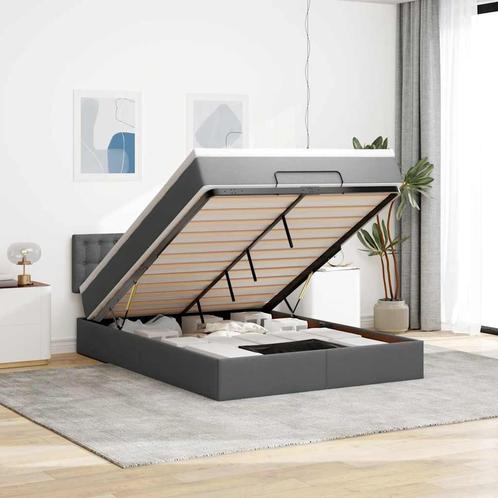 vidaXL Bed met matras 140x190 cm stof donkergrijs, Huis en Inrichting, Slaapkamer | Bedden, Nieuw, Verzenden