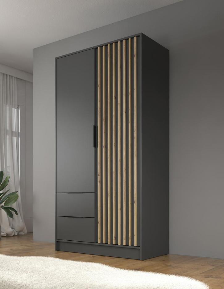 Kledingkast Antraciet Eiken 105x51x200 Garderobekast, Huis en Inrichting, Kasten | Overige, Nieuw, Verzenden