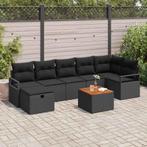 vidaXL Tuinbank Set met kussen met opslag 8 pcs Zwart Poly, Tuin en Terras, Verzenden, Nieuw