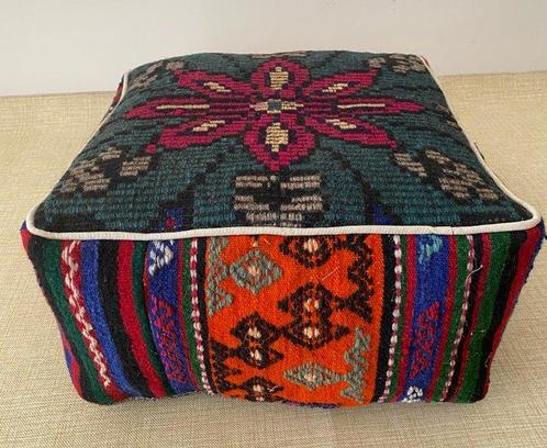 Kelim Poef - Kelim - 48 cm - 48 cm, Huis en Inrichting, Stoffering | Tapijten en Vloerkleden
