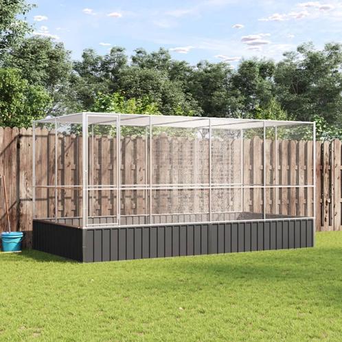 vidaXL Volière met verlengstuk 418x207x212 m staal, Dieren en Toebehoren, Vogels | Toebehoren, Nieuw, Verzenden