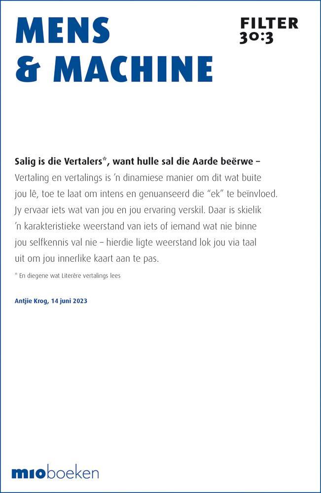 Mens & machine / Filter – Tijdschrift over vertalen /, Livres, Littérature, Envoi