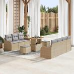vidaXL Tuinbank Set met kussen 10 pcs Beige poly rattan, Tuin en Terras, Verzenden, Nieuw