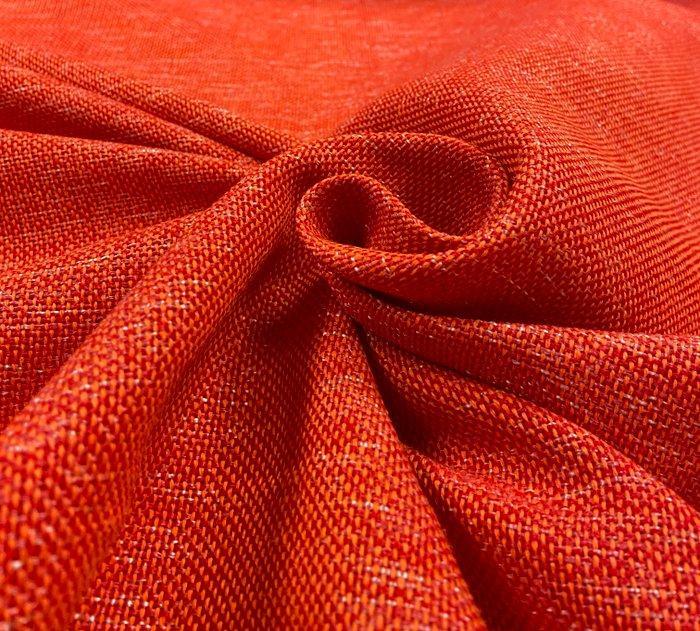 Stof met een ruwe linnen uitstraling in rood-oranje -, Antiek en Kunst, Antiek | Tapijten, Tafelkleden en Textiel