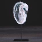 Natuurlijke agaatplaat met kristallen – op elegante ijzeren, Verzamelen, Mineralen en Fossielen