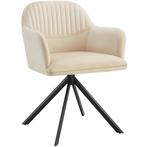 tectake Lona fluwelen draaistoel met dikke vulling - crème/z, Huis en Inrichting, Stoelen, Verzenden, Nieuw