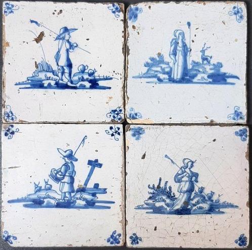 Carreau (4) - 1700-1750, Antiek en Kunst, Antiek | Glaswerk en Kristal