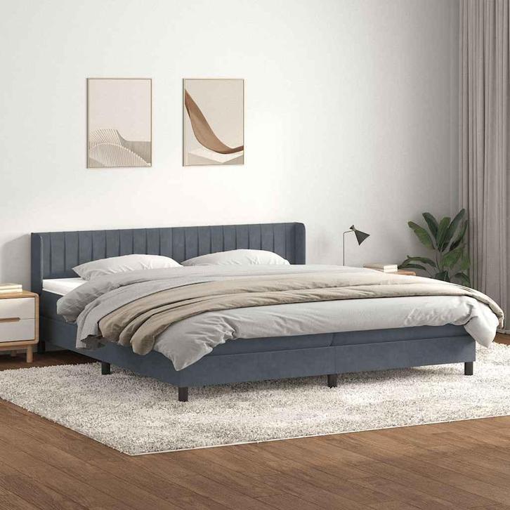 vidaXL Boxspring met matras fluweel donkergrijs 180x210 cm, Maison & Meubles, Chambre à coucher | Lits, Envoi