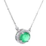 Halsketting - 14 karaat Witgoud - 1.36ct. tw. Smaragd -