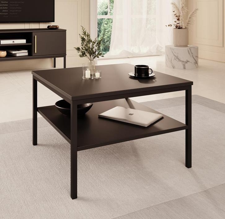 Meubella Salontafel vierkant zwart 60 cm | Opbergplank, Huis en Inrichting, Tafels | Salontafels, Nieuw, 50 tot 100 cm, Minder dan 50 cm