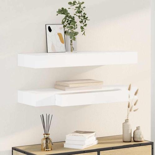 vidaXL Wandplanken zwevend met lades 2 st 80 cm wit, Huis en Inrichting, Kasten | Wandmeubels, Nieuw, Verzenden