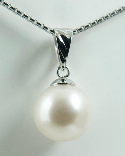 Zonder Minimumprijs - Hanger - 18 karaat Witgoud Parel -, Handtassen en Accessoires, Antieke sieraden