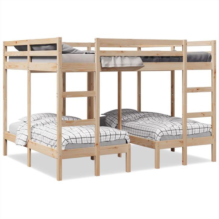 vidaXL Stapelbed 3-voudig massief grenenhout 160x200/80x160, Huis en Inrichting, Slaapkamer | Bedden, Nieuw, Verzenden