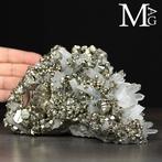 Kwarts op Pyriet - Huanzala - Mijn Peru - Kubieke pyriet met