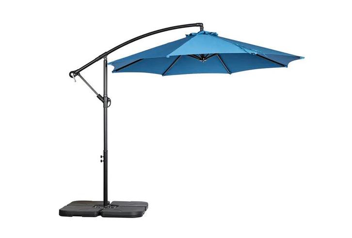 2dekans | Hortensus Stijlvolle Hangparasol 270 cm in Blauw –, Tuin en Terras, Parasols, Ophalen of Verzenden