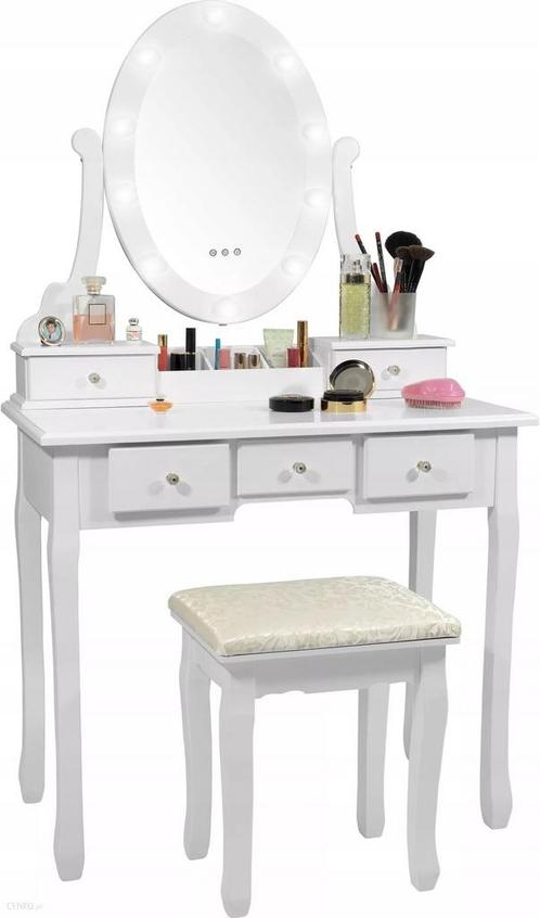 Moderne make-up kaptafel met LED-spiegel en 5 opberglades..., Huis en Inrichting, Tafels | Kaptafels, Nieuw, Hout, 100 tot 150 cm